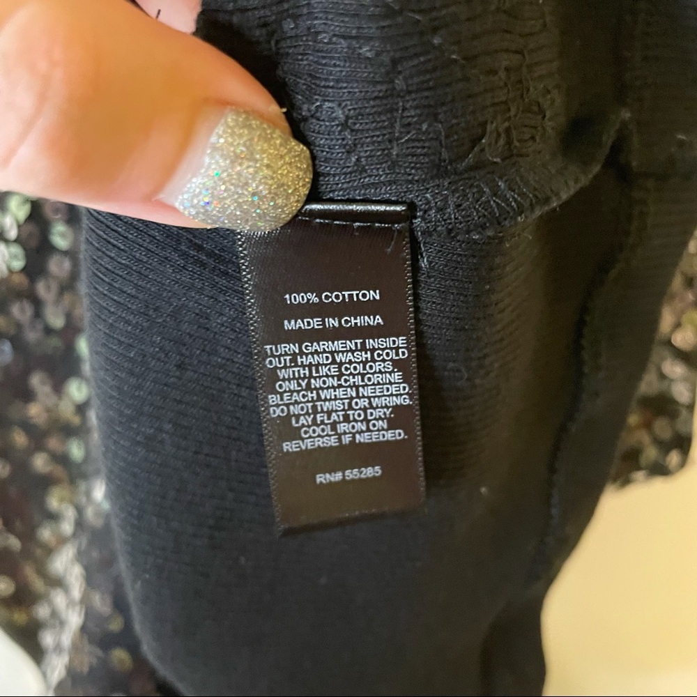 Express Black Sequin Sparkle Ribbed Tank Top - S - Picture 6 of 9